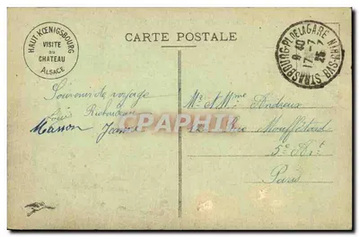 Haut-Kœnigsbourg (Alsace) — castelo com torre de observação — editor não visível, número de série ilegível — Verso