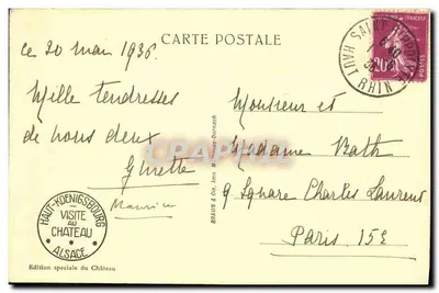 Le Haut-Königsbourg widziany z lotu — wydanie specjalne zamku — BRAUN & Cie, Ménis-Barnach — Rewers