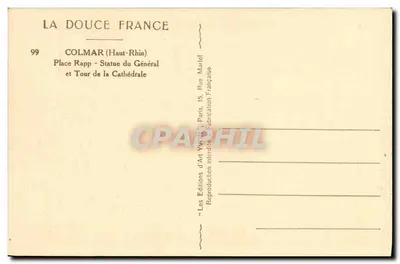 Colmar — Statua generała Rapp i Wieża Katedralna — Les Éditions d'Art Yvain — Rewers