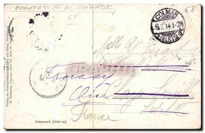 Hoheneck (1366 m) — montanha alpina com vale e vacas — H. Hofmann, Vogesen, Série III — Verso