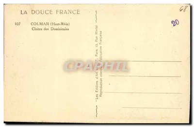 Colmar (Haut-Rhin) — Claustro dos Dominicanos — Edições de Arte 'La Douce France' — Verso