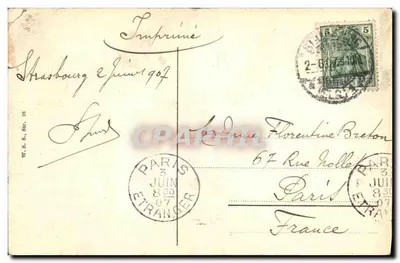 Estrasburgo — Catedral de Notre-Dame — Editor W. B. S., Estrasburgo — Reverso