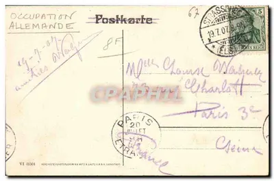 Strasburg i. E. — Widok z Uniwersyteckiego Placu — Vereinigte Kunstdruckereien Netz & Lautz G.H.R.H., Darmstadt — Rewers
