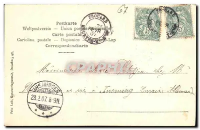 Strasbourg — Pałac Cesarski i pałac Ministerstwa — wydawca: Felix Lüth, Strasbourg — Rewers
