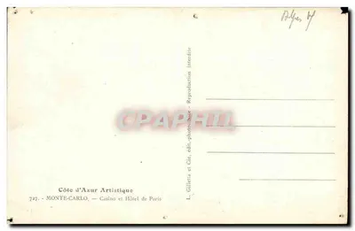 Monte-Carlo — Casino e Hotel de Paris — Gilletta — Verso