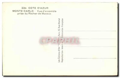 Monte-Carlo — Ogólny widok z Rocher de Monaco — Wydawnictwo Sztuki 'YVON', Paryż — Rewers