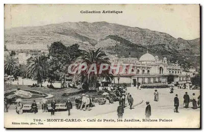 Monte-Carlo — Café de Paris, os Jardins, Riviera Palace — Edição Gilotta, fot., Nîce, n°709