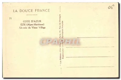 Eze (Alpes-Maritimes) — Kąt starego miasta — Les Éditions d'Art Yvon, n°71 — Rewers