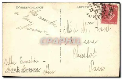 Stara pocztówka Antibes Panorama widziana przez oliwki — Rewers