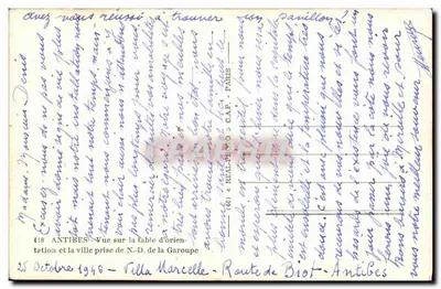 Visão da cidade de Antibes e da baía de Garoupe — Villa Marcelle — Rua de Biot — Antibes — Verso