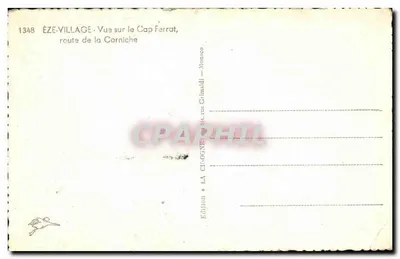 Éze-Village — Widok na Cap Ferrat, droga Corniche — Wydawnictwo La Cigogne, Paryż — Rewers