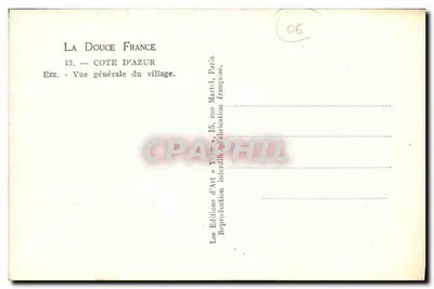 Eze — Côte d'Azur — Ogólny widok wsi — Wydawnictwo Sztuki 'Yvon', Paryż — Rewers