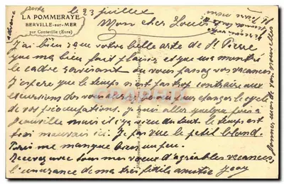 O Castelo da Pommeraye e a Pequena Lagoa — Berville-sur-Mer (Eure) — editor não identificado — Verso