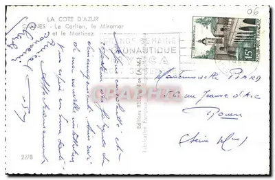 Cannes — Widok Croisette z Carltonem i Martinezem — Éditions de la Semaine Française — Rewers