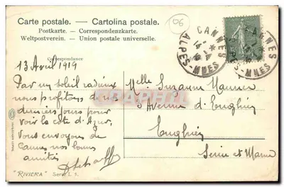 Antieke ansichtkaart Cannes Ile St Honorat Kasteel en de Abijde — Achterkant