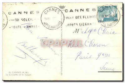 Cannes — La Croisette en het Suquet — Éditions d'Art Munier, Nice — Achterkant