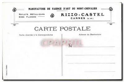Cannes — Zamek historyczny z XI i XII wieku — Faience d'Art du Mont-Chevalier — Rewers