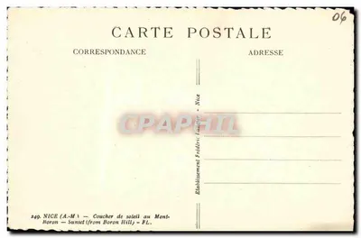 Tramonto sul Monte Boron — Nice (A.-M.) — Stabilimento Frédéric Landier — Verso