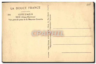 Ogólny widok Côte d'Azur — Nice (Alpes-Maritimes) — Wydawnictwo Art Yvon, Paryż — Rewers