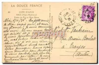 Port Nice — Wjazd do portu i Wzgórze Boron — Delikatna Francja, nr 88 — Rewers