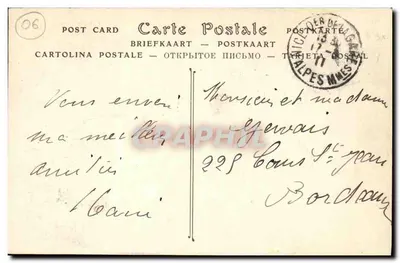 Nice — O Palácio da Jetée-Promenade, a Promenade dos Ingleses e o Jardim Público — editor desconhecido, n° 467 — Verso