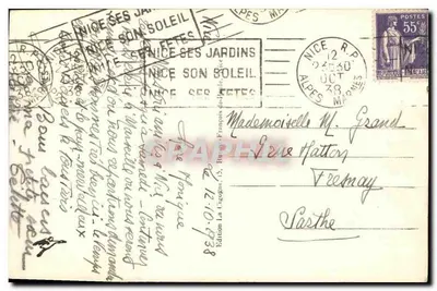 Stara pocztówka Nice Casino de la jetée promenade Widok z zamku — Rewers