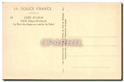 La Baie des Anges à Nice — Côte d'Azur — Éditions d'Art Yvonn, Paris — Verso