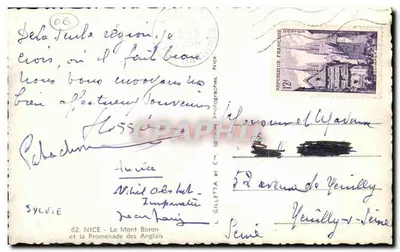 Nice - Promenade dos Ingleses — vista do Monte Boron — L. Gilletta et Cie — Verso