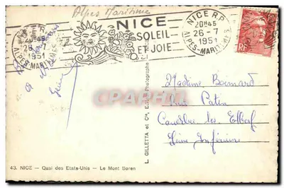 Palmen en promenade — Nice — Uitgave L. Gilletta en Cie, n°43 — Achterkant