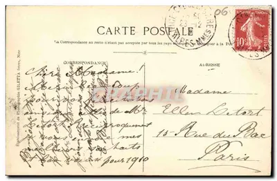 NICE. — De Nieuwe Tuinen. Casinó tussen de Palmen — Uitgave Giletta, fot., Nice — Achterkant