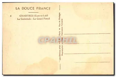 Chartres (Eure-et-Loir) — A Catedral, O Grand Portail — Éditions d'Art Yvonne — Verso