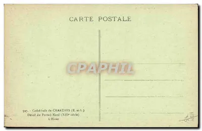 Estátua do Portal Norte — Catedral de Chartres — G. Ebenuth, editor, Dreux — Verso
