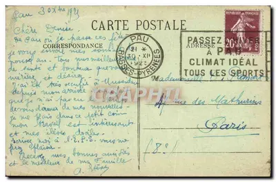 Bilhete postal antigo Mussidan Vista Geral — Verso