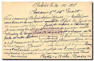Bilhete postal antigo Belves — Verso