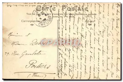 CROZANT (Creuse) — Przecinek mostu Charrat — widok panoramiczny z mostem i wzgórzami — Rewers