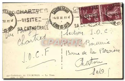 Katedra w Chartres — Transept — Stara pocztówka n°340 — Rewers