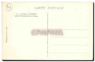 La Creuse Pittoresca — após a construção do dique em Chambon — Coleção G. e Filhos — Verso