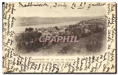 Bilhete postal antigo Vista de Malbuisson e Lago de St Point