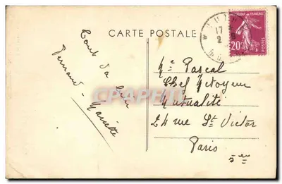 Bilhete postal antigo Mouthe Fonte do Doubs — Verso