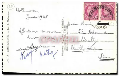 Lago de Malbuisson — Vista panorâmica — Bromure PEQUIGNOT, Editor, 471, EM FRANCHE-COMTÉ — Verso