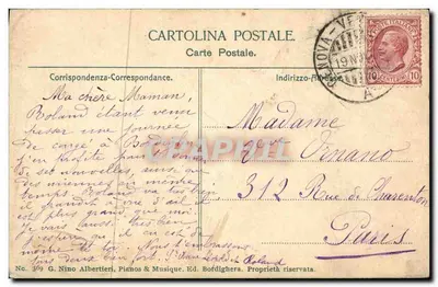 Bordighera. Miasto wśród oliwek. — G. Nino Albertieri, nr 369 — Rewers