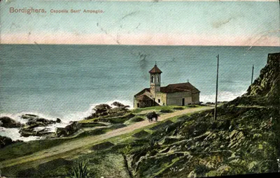 Bilhete postal antigo Bordighera Chapsils Sant Ampeglio