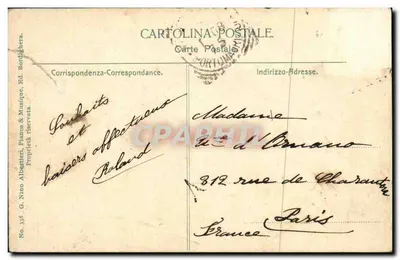 Bilhete postal antigo Bordighera Chapsils Sant Ampeglio — Verso