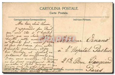 Bilhete postal antigo Bordighera Grand Hotel du Cap Ampeglio — Verso