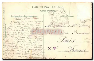 Bordighera — Ogólny widok Borgo Marina — Wyd. G. Nino Albertieri, N° 344 — Rewers