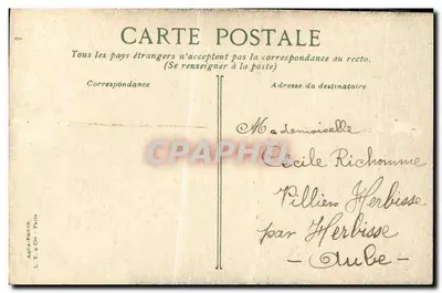 Valence. Pomnik Louisa Gallet — wydawca L. V. & Cie, Paryż, nr 14 — Rewers