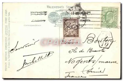 Barcas de cisnes, Pabellón de Honor — Exposición Franco-Británica, Londres, 1908 — Serie Valentine, n° 10 — Reverso