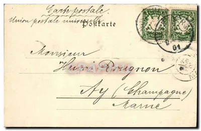 Bilhete postal antigo Gruss Aus Bayreuth — Verso