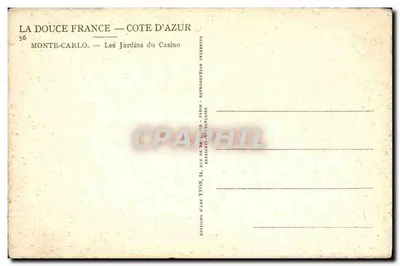 Monte-Carlo — Jardins do Casino — Éditions d'Art Yvon — Verso