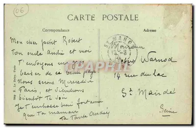 Trinite-Saint-Victor — Vale do Pasillon — Costa Azul — editor B. Le Doley, n° 1785 — Verso